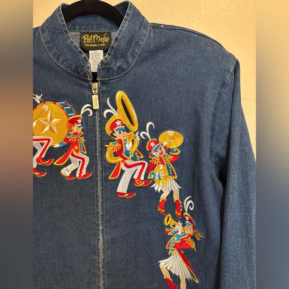 Vintage Bob Mackie Marching Band Embroidered Zipper Denim Jacket, America size L - Picture 5 of 9